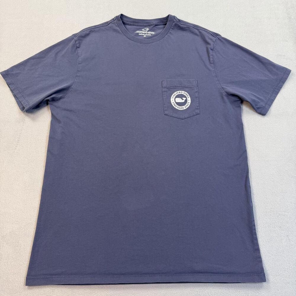 Vineyard Vines Shirt Mens Medium Blue Pocket Whale Circle Logo Graphic Tee